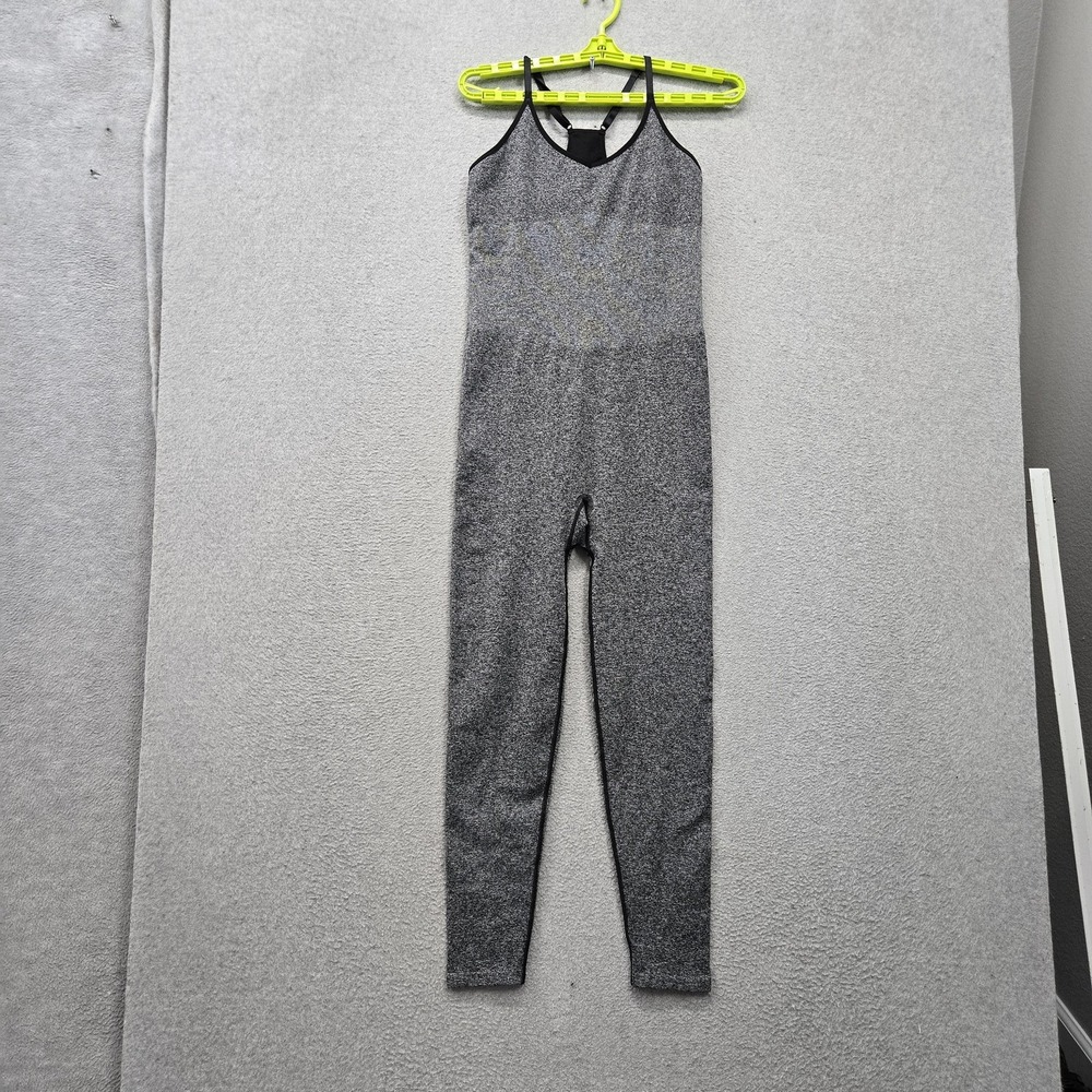 PINK Women Activewear Pants M Gray Jumpsuit Activewear Slim Sleeveless 24.5"